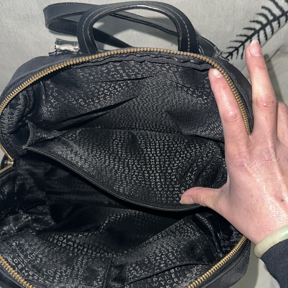 Kate Spade ♠️ New York large black backpack damaged - Picture 10 of 15